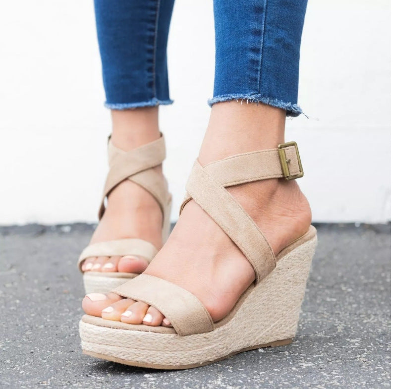 Women's Rope Wedge Sandals-beige