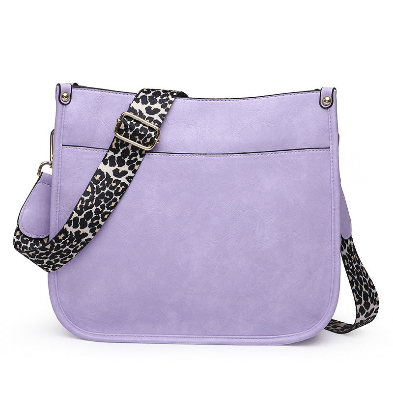 Zipper PU Leopard Messenger Bag - KOC