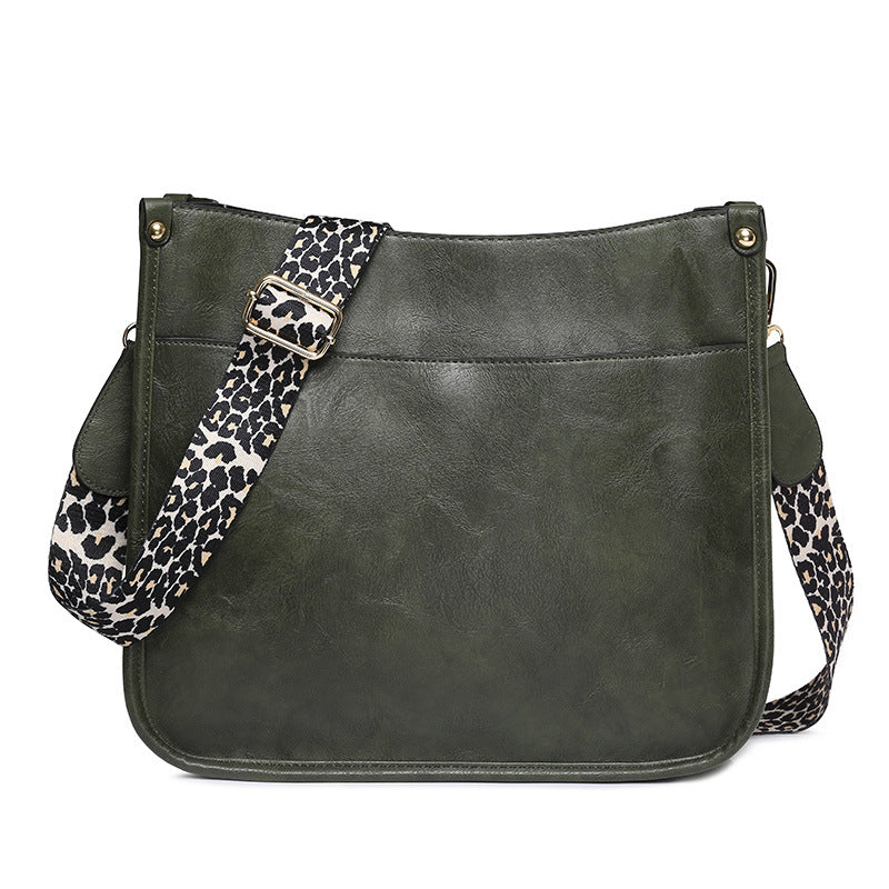 Zipper PU Leopard Messenger Bag - KOC