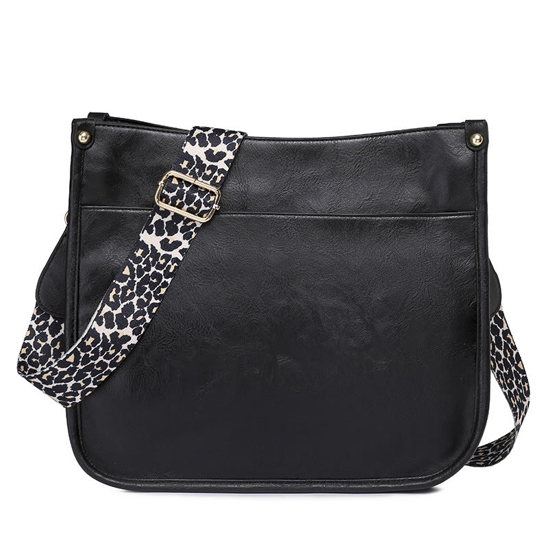 Zipper PU Leopard Messenger Bag - KOC