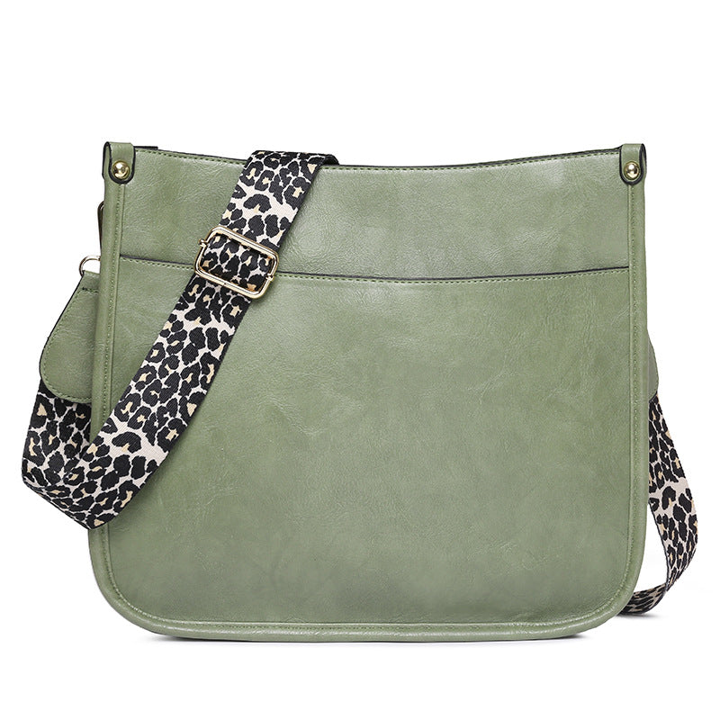 Zipper PU Leopard Messenger Bag - KOC