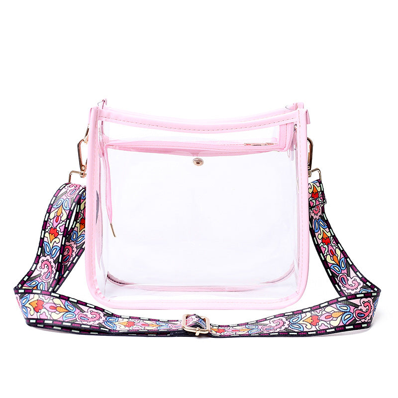 Colored Strap PVC Transparent Crossbody Bag