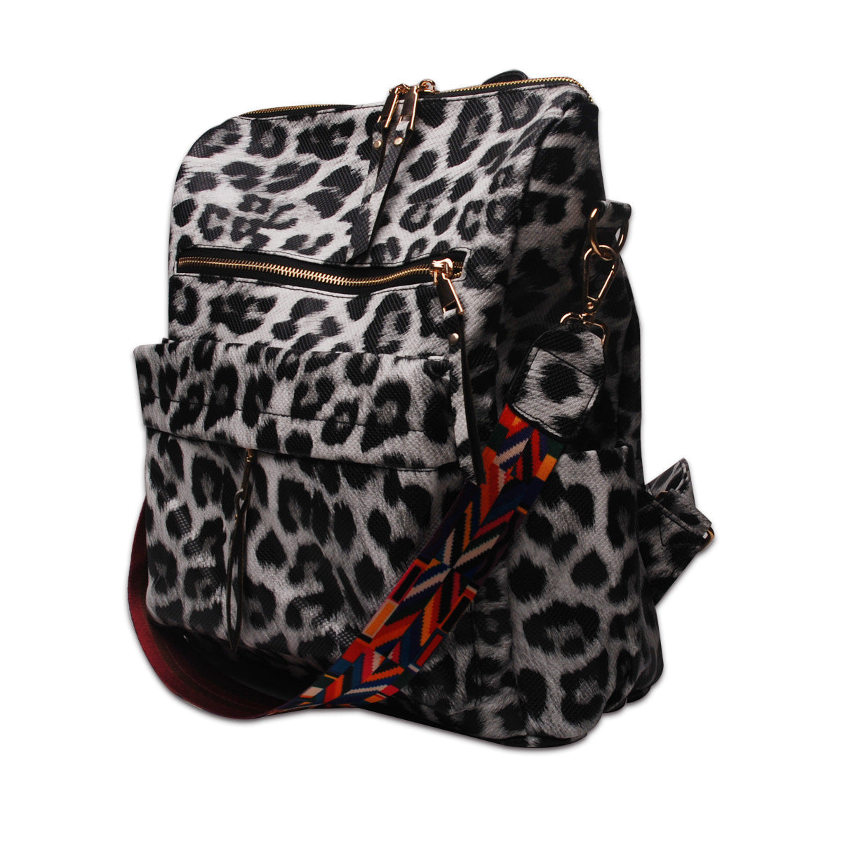 Leather Backpack With Colored Shoulder Straps - KOC