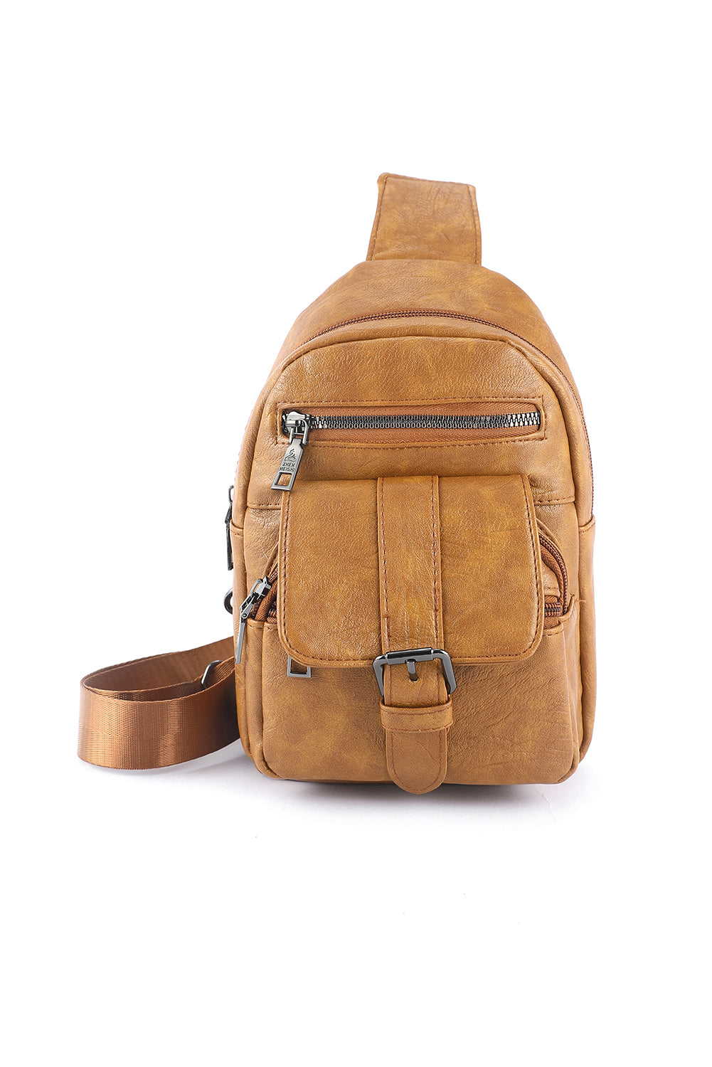 Khaki Vintage Multi Pockets Sling Bag-Yellow