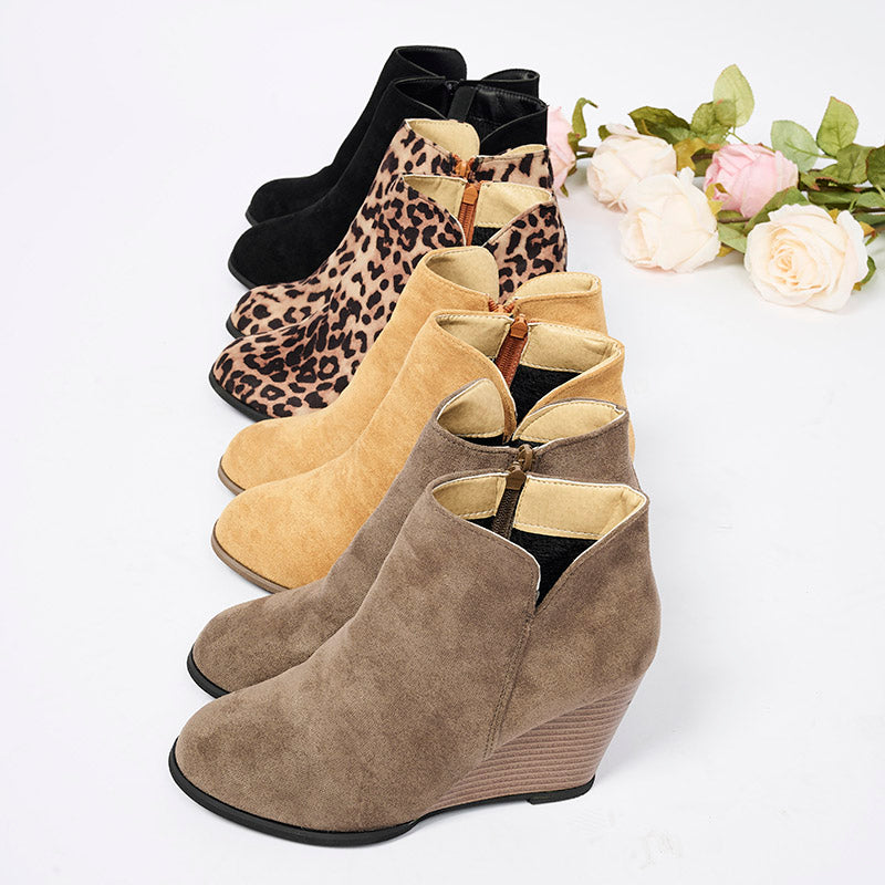 Side Zip Wedge Booties