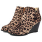 Side Zip Wedge Booties-Leopard