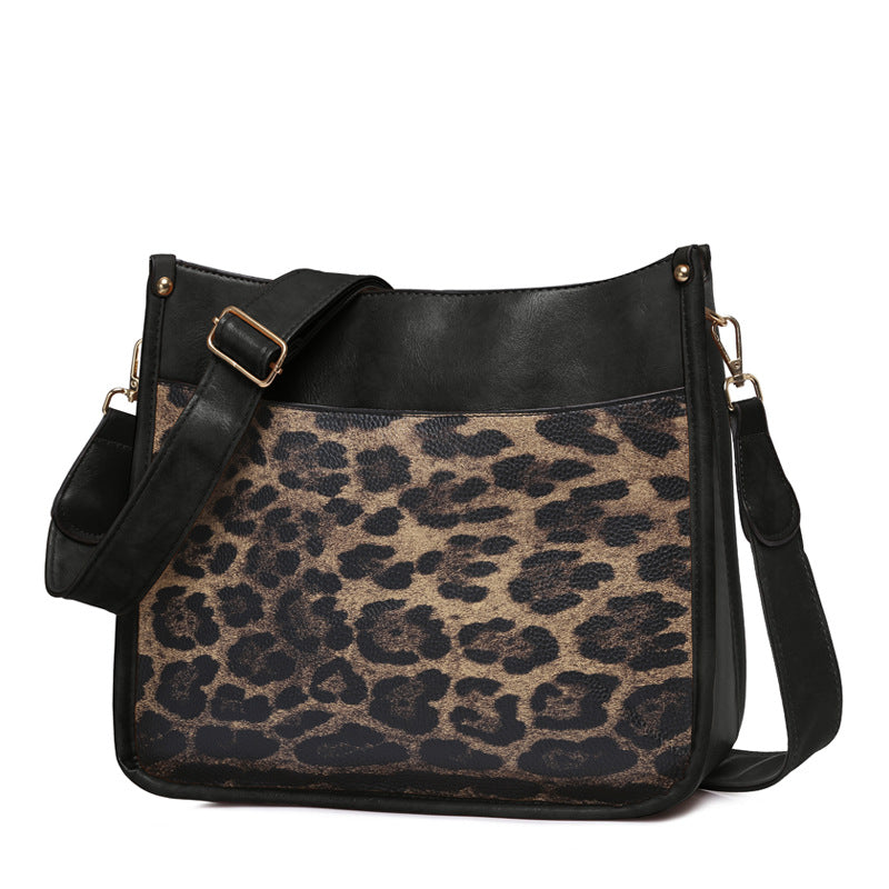 Zipper PU Leopard Messenger Bag - KOC