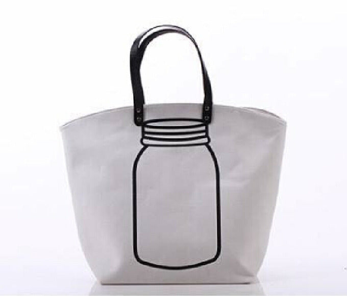 Rugby Pattern Canvas Large Tote Bag