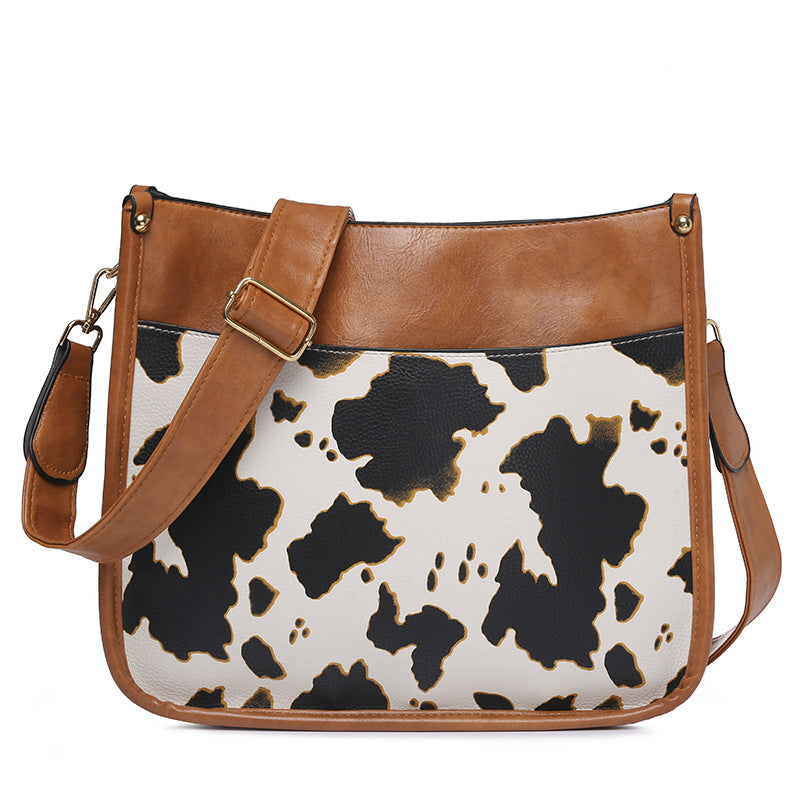 Zipper PU Leopard Messenger Bag - KOC