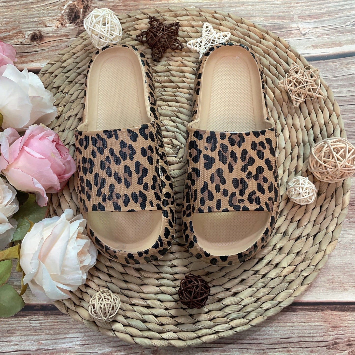 Adult and Kid Leopard Thick Sole Slippers