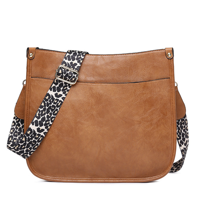 Zipper PU Leopard Messenger Bag - KOC