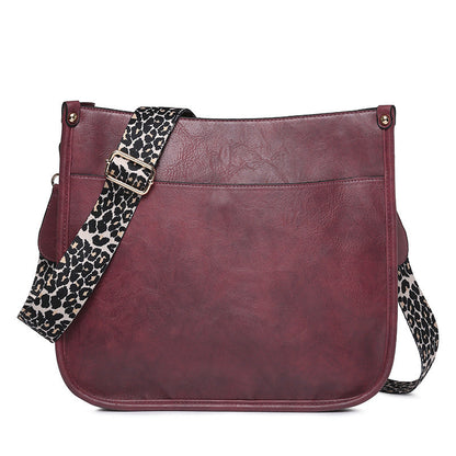 Zipper PU Leopard Messenger Bag - KOC