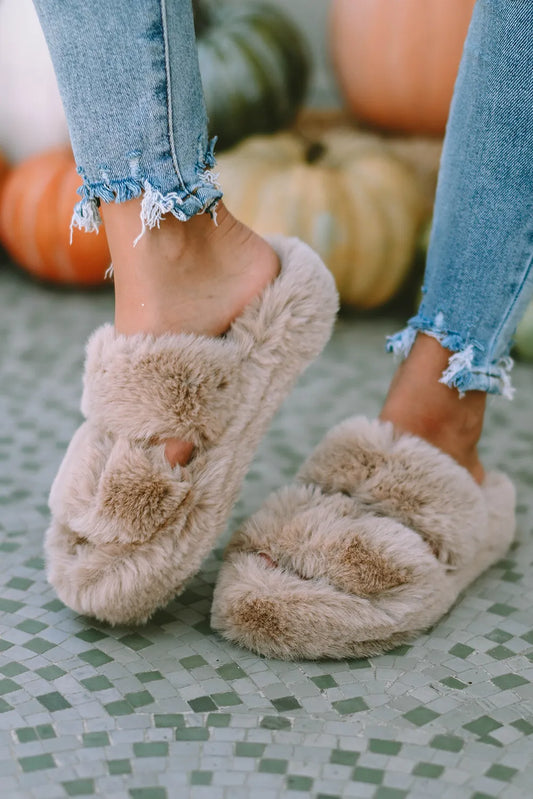 Fluffy Double Band Slippers