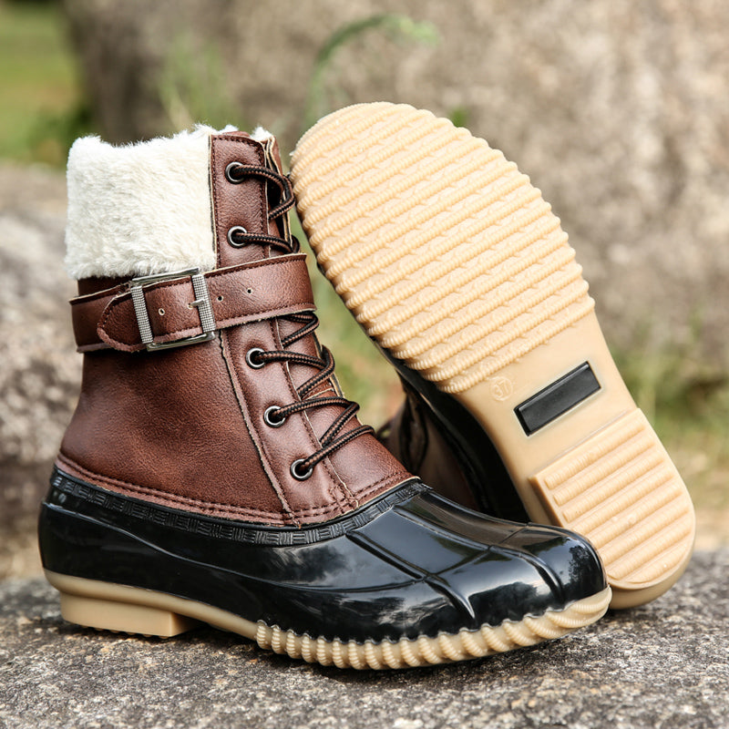 Anti-Slip Plush Boot for Outdoor-Brown