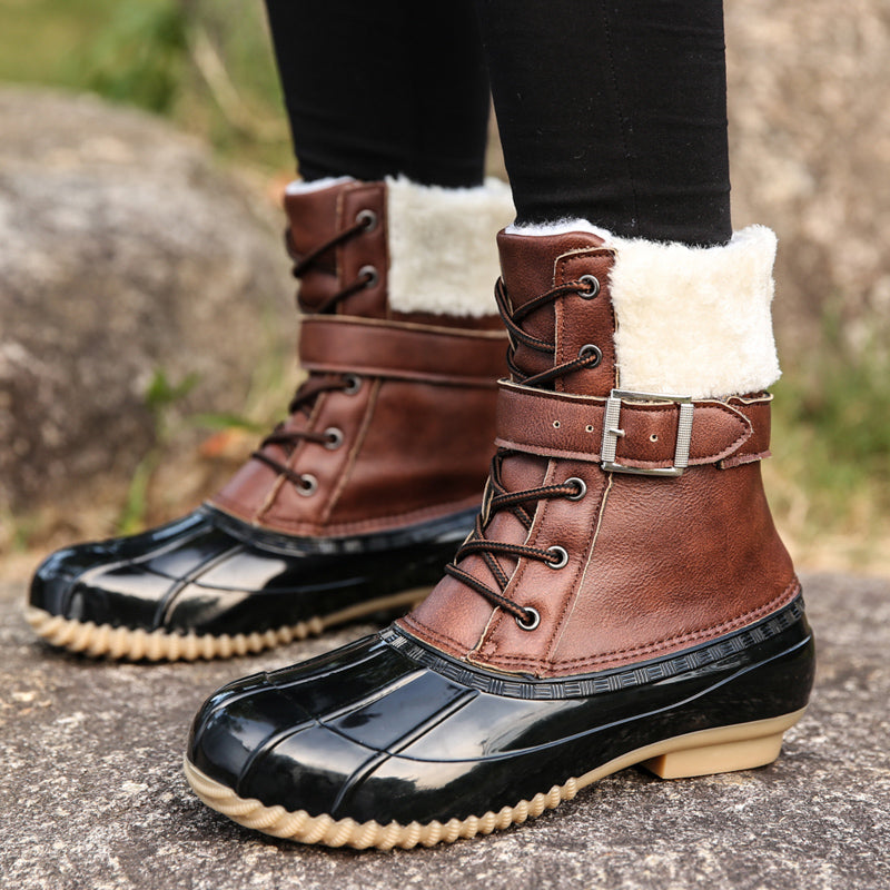 Anti-Slip Plush Boot for Outdoor-Brown