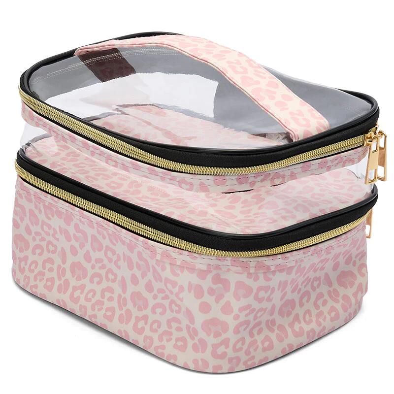 PVC Portable Transparent Double-Layer Cosmetic Bag - KOC