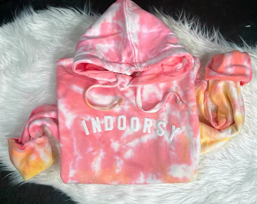 Indoorsy Puff Tie Dye Hooded Fleece