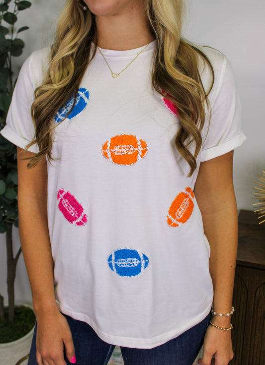 Sequins Footballs Tee RTS