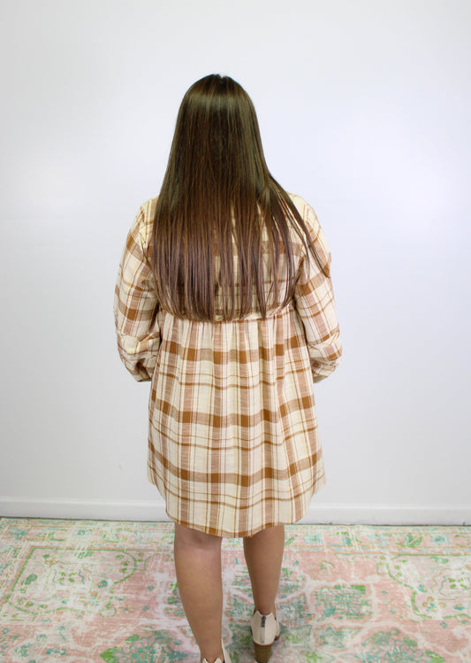 Tan Plaid Dress RTS