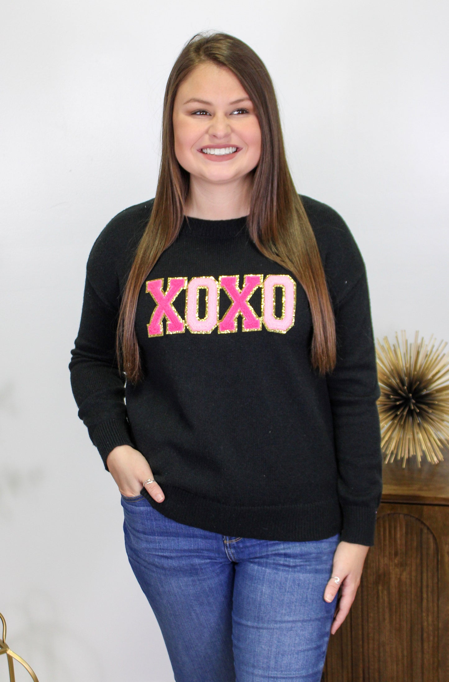 Black XOXO Chenille Pullover RTS