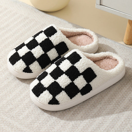 Checkerboard Plush Slippers