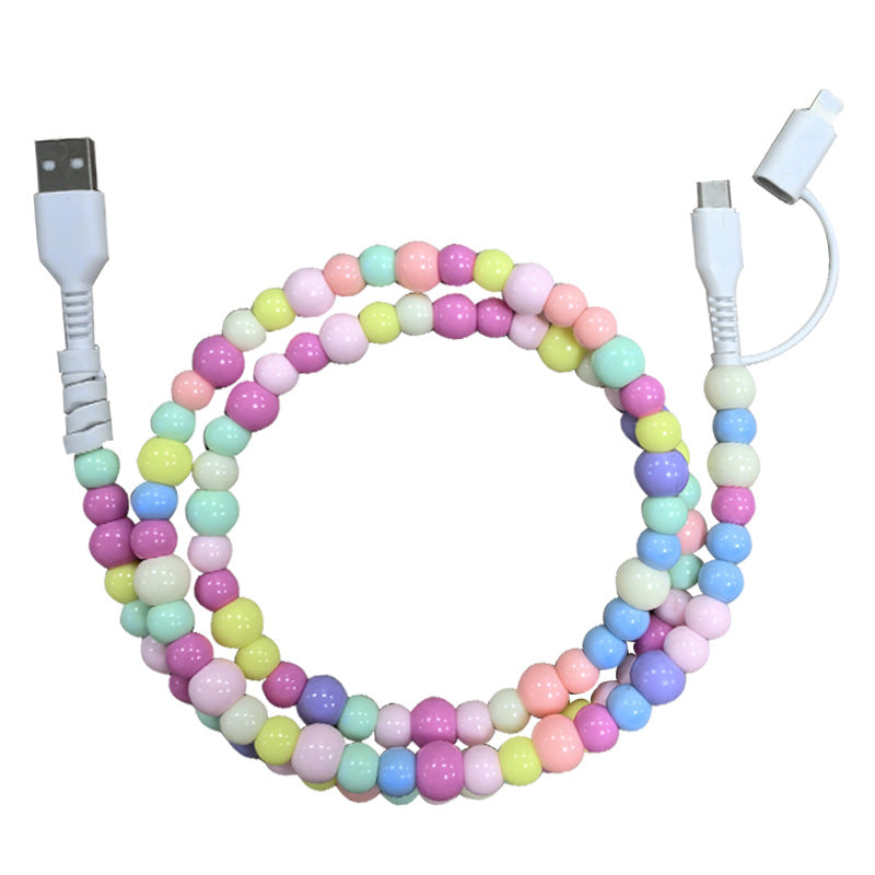 Beaded Data Cable 2 in 1 type-c to ip15