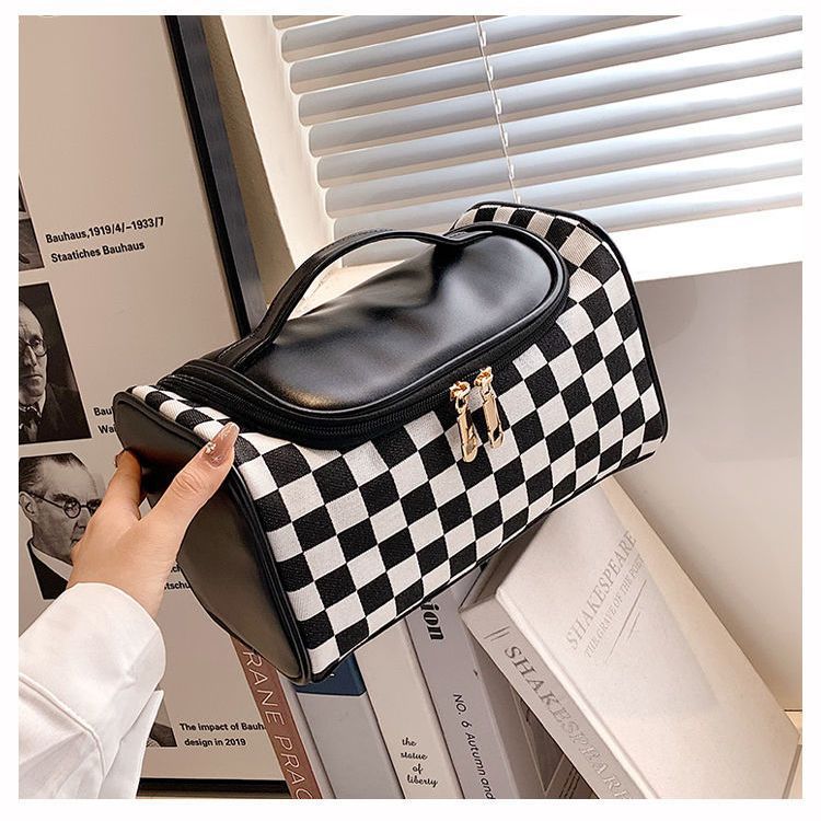 Checkered Cosmetic Bag