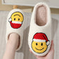 Santa Hat Smiley Face Slippers