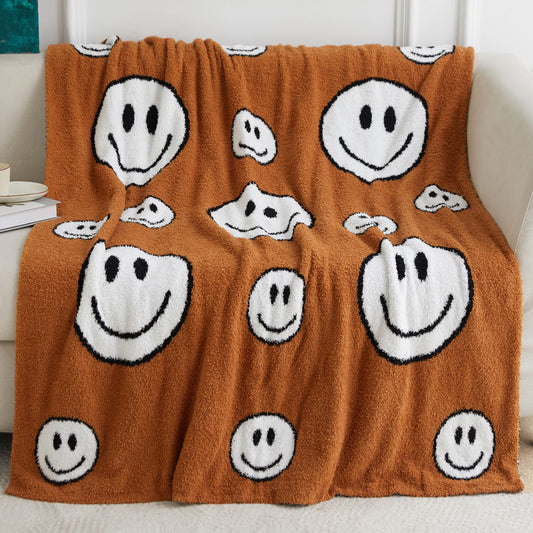 Half-fleece Knitted Jacquard Smiley Blanket