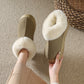 Plush Suede Trim Thick Sole Flat Snow Boots