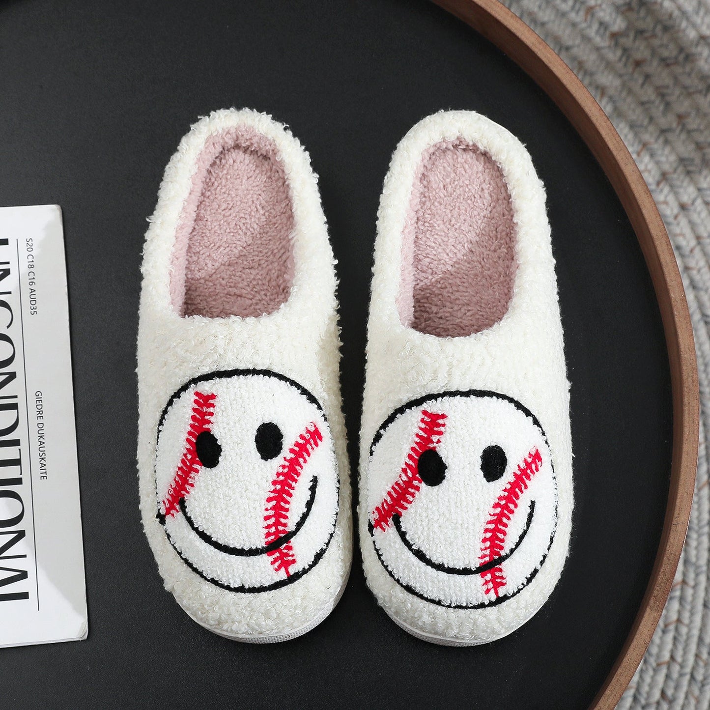 Baseball Smiley Face Slippers