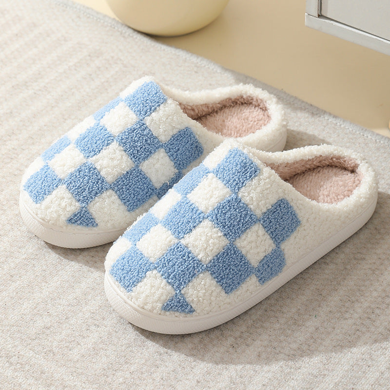 Checkerboard Plush Slippers