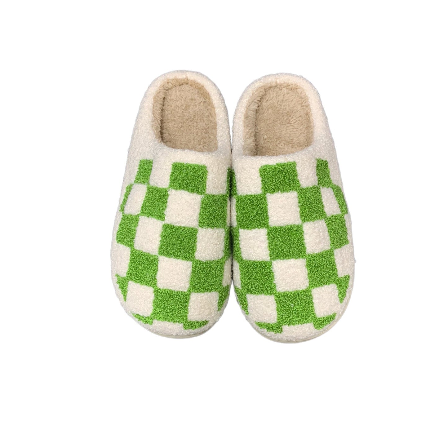 Checkerboard Plush Slippers