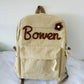 Corduroy Large Capacity Backpack with Personalized Name