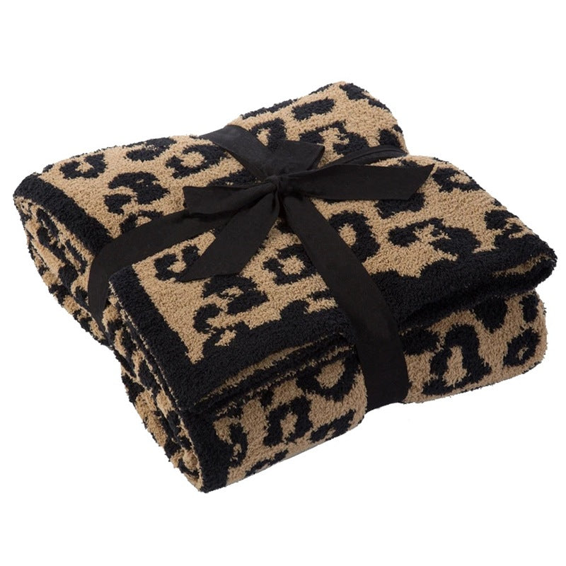 Half Fleece Leopard Blanket