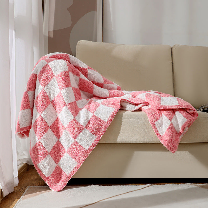 Half Fleece Checkerboard Blanket