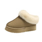 Plush Suede Trim Thick Sole Flat Snow Boots