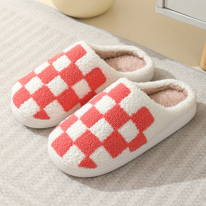 Checkerboard Plush Slippers