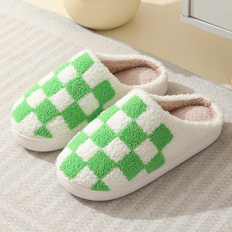 Checkerboard Plush Slippers