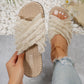 Woven Crossed Straps Flat Slippers