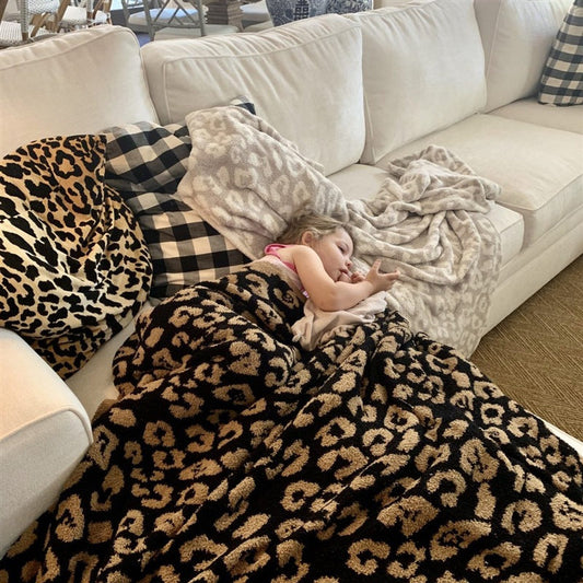 Half Fleece Leopard Blanket