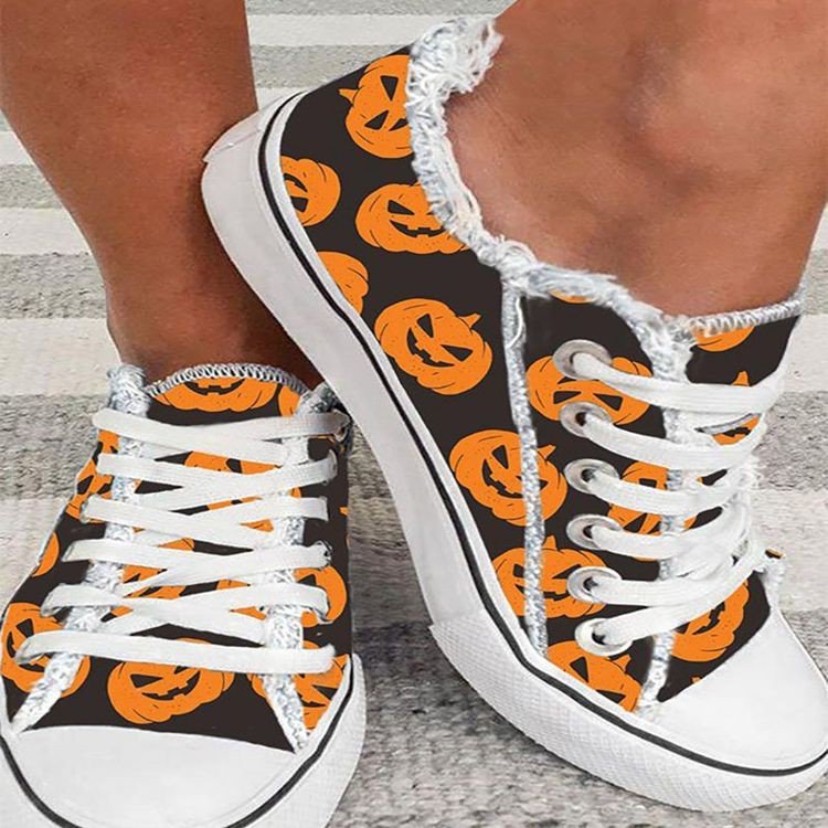 Halloween Pumpkin Canvas Sneakers