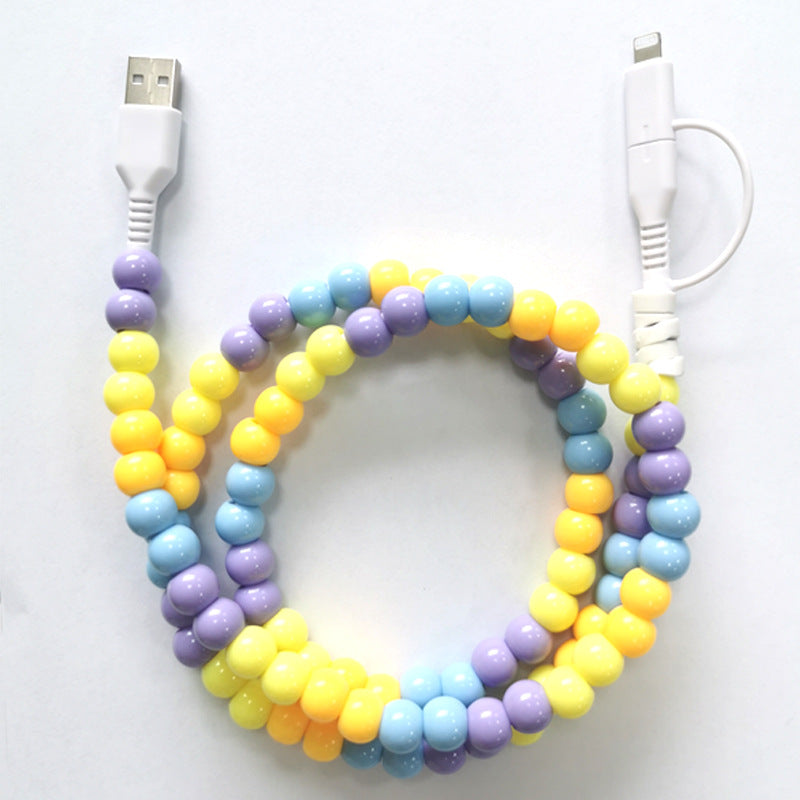 Beaded Data Cable 2 in 1 type-c to ip15