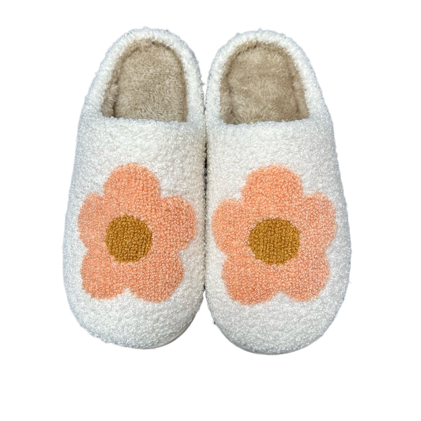 Fuzzy Flower Pattern Homewear Slippers