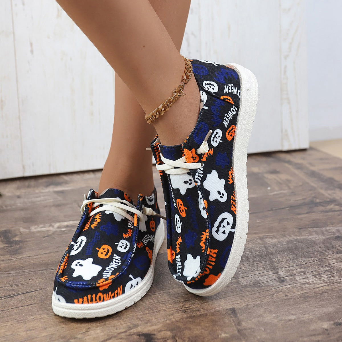 Halloween Pumpkin Print Loafers