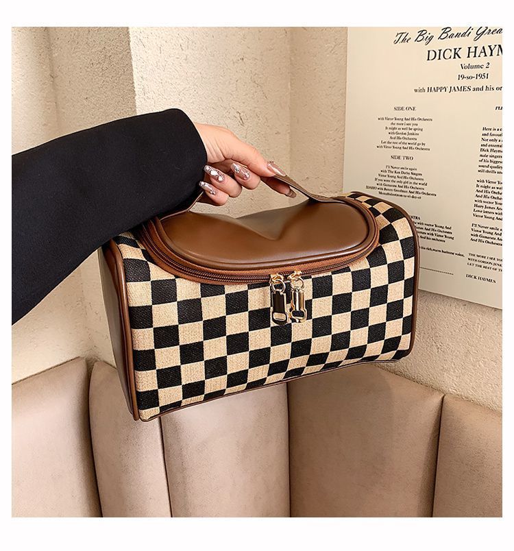 Checkered Cosmetic Bag