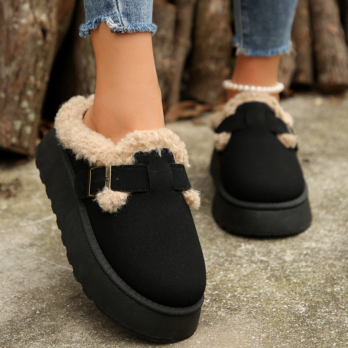 Thick-Soled Fur Shoes