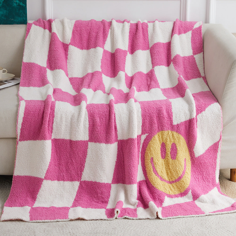 Half-fleece Knitted Jacquard Smiley Blanket