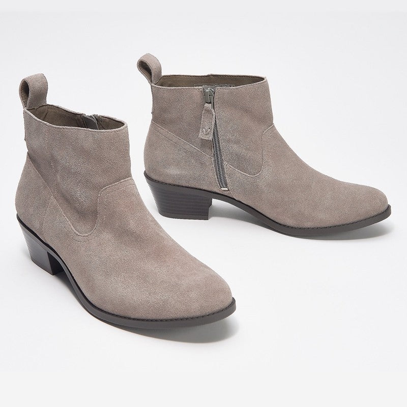 Chunky Heeled Round Toe Martin Boots-Gray