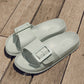 Buckle Decor Wide Band Thick Sole Slippers